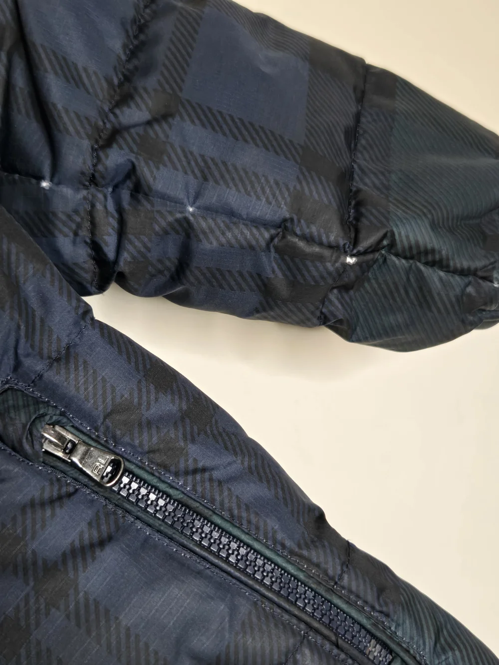 Polo Ralph Lauren Toddler Down Puffer Jacket Hooded Plaid Navy Green 4T